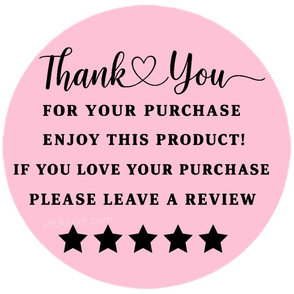Thank You for Purchase Stickers – 2 Inch, 5 Star Review Labels – 100 PCS NEW - Picture 6 of 15